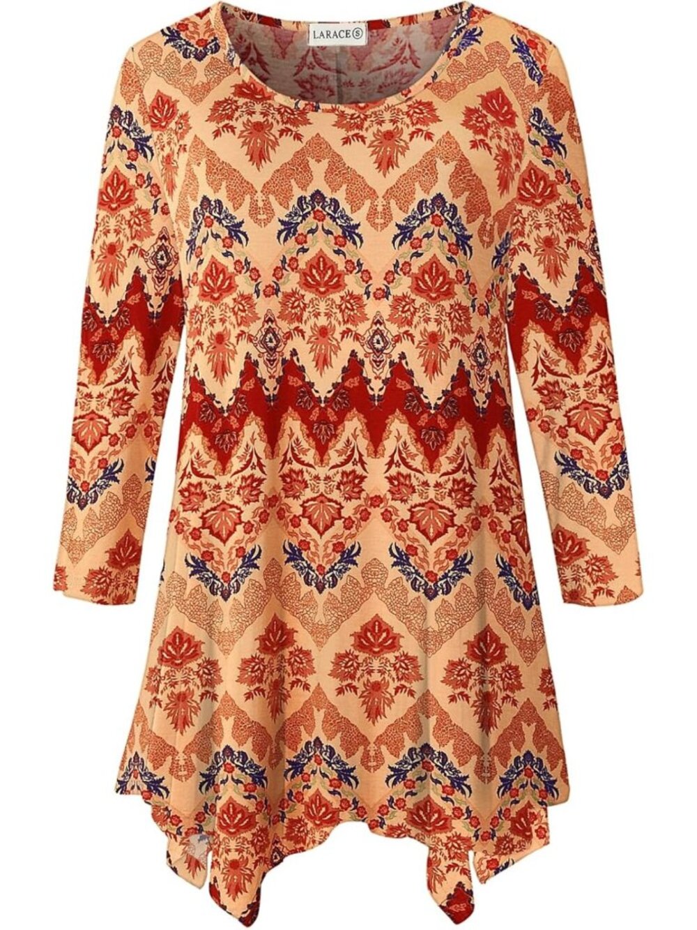Plus Size 3/4 Sleeve Tunic Top for Women - Stylish Spring & Fall Shirt